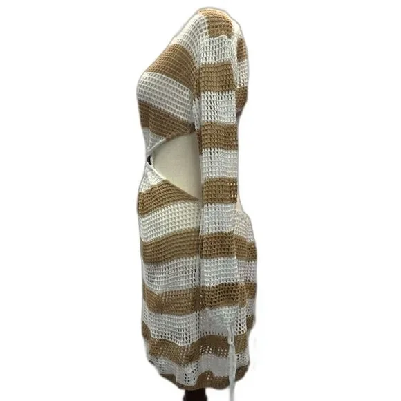 Beachy Boho Vibes: Crochet Cutout Mini Dress Coverup One Size - Picture 4 of 5